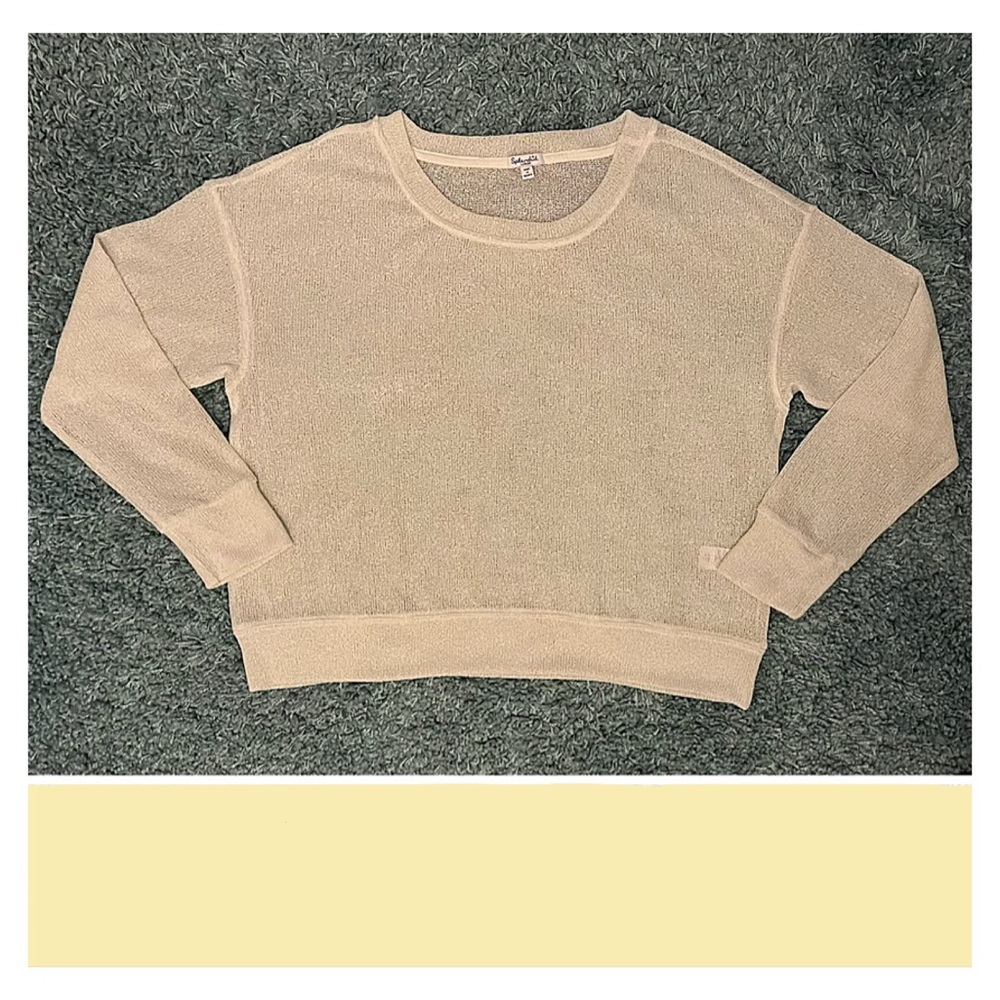 SPLENDID Women’s RELAXED OPEN-KNIT LONG-SLEEVE PULLOVER TOP; L; Cream; NWOT